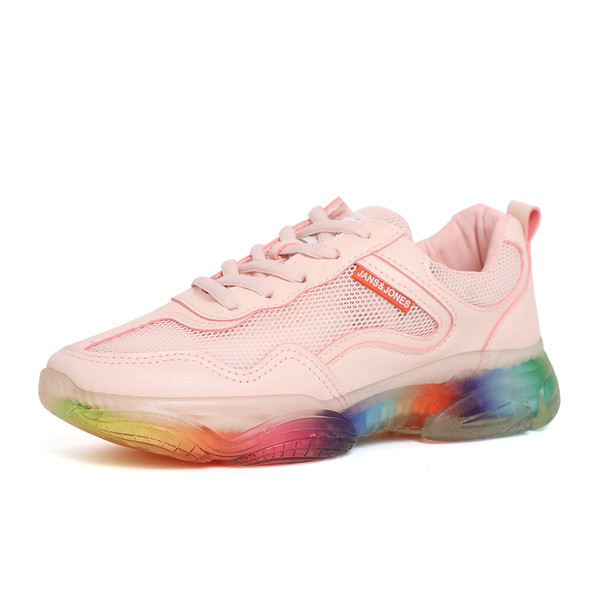 Női tornacipő fehér színben, színes talppal