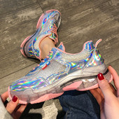 Stílusos női tornacipő két színben - rózsaszín és sárga