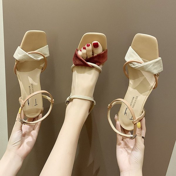 Sandale casual de damă cu toc în două culori