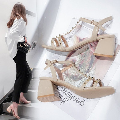 Női magassarkú szandál ok eco bőr három színben fűzőlyukkal