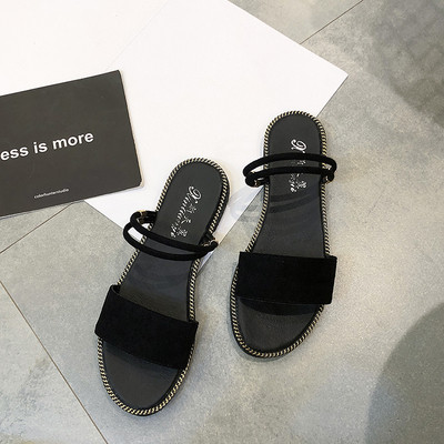 Női hétköznapi papucs három színben - szürke, fekete és bézs, lapos talppal