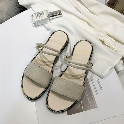 Női hétköznapi papucs három színben - szürke, fekete és bézs, lapos talppal