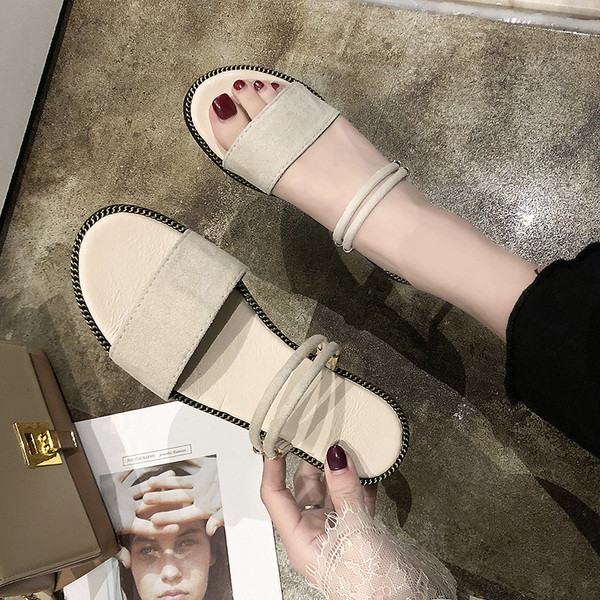 Női hétköznapi papucs három színben - szürke, fekete és bézs, lapos talppal