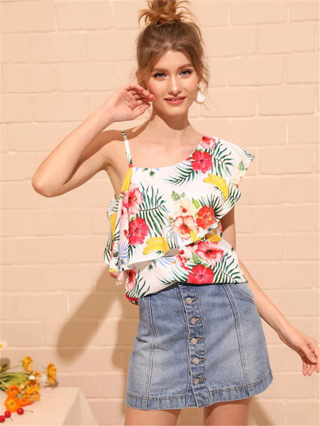 Modern női felső, virágos motívumokkal