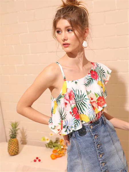 Modern női felső, virágos motívumokkal