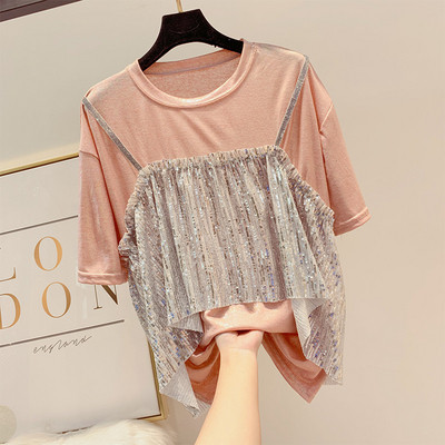 Aktuális női póló flitterekkel több színben