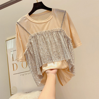 Aktuális női póló flitterekkel több színben