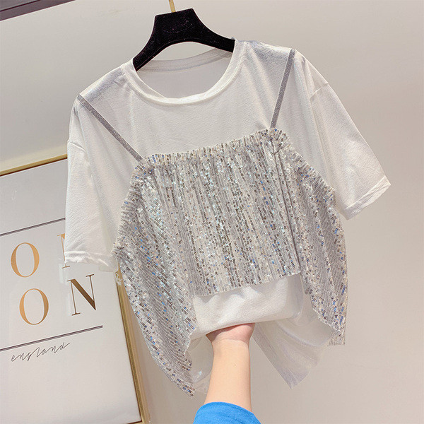 Aktuális női póló flitterekkel több színben