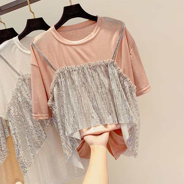 Aktuális női póló flitterekkel több színben