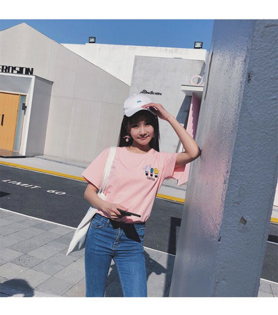 Alkalmi női póló rövid ujjú fehér és rózsaszín színben