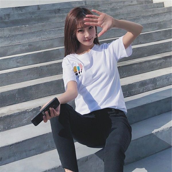 Alkalmi női póló rövid ujjú fehér és rózsaszín színben