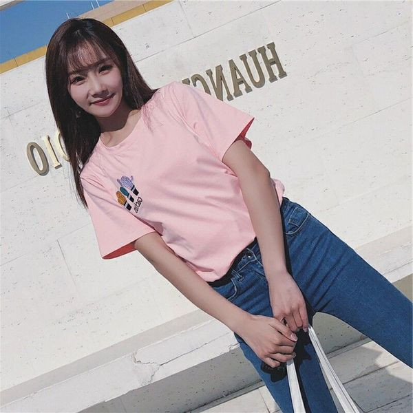 Alkalmi női póló rövid ujjú fehér és rózsaszín színben