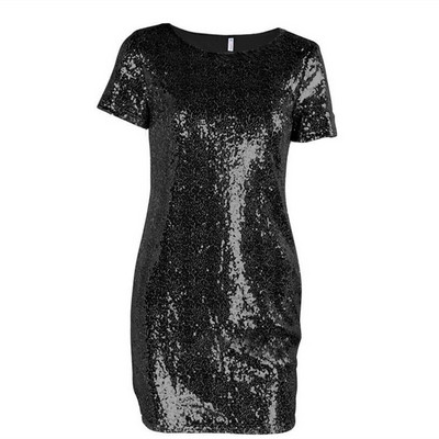 Rochie de dama actuala cu paiete in auriu si negru