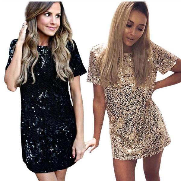 Rochie de dama actuala cu paiete in auriu si negru