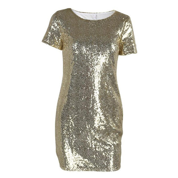 Rochie de dama actuala cu paiete in auriu si negru