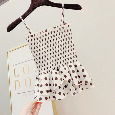 Vékony pántokkal ellátott, pontozott női felső