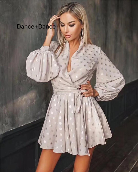 Stílusos női ruha pöttyökkel három színben