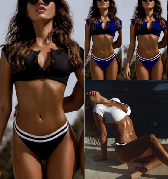 Stílusos női fürdőruha két részből, három színben