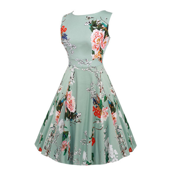 Modern női ruha kék és fekete színben, virágos motívumokkal