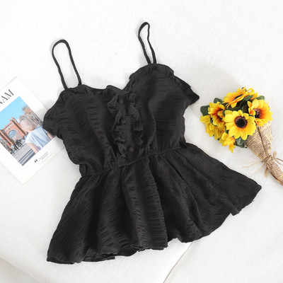 Modern női felső, vékony pántokkal és gombokkal, többféle színben