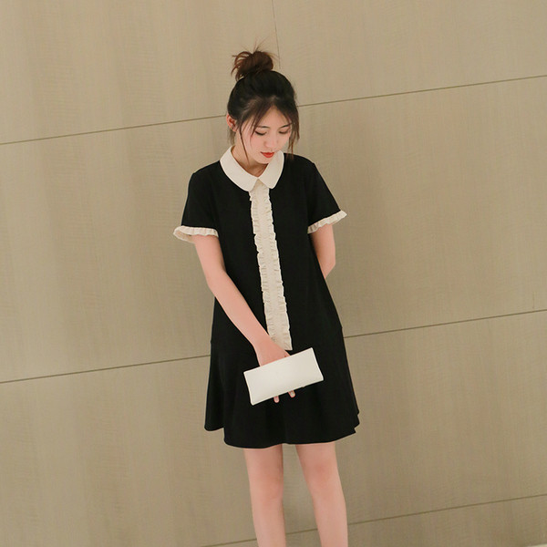 Rochie casual de dama cu maneci scurte de culoare neagra