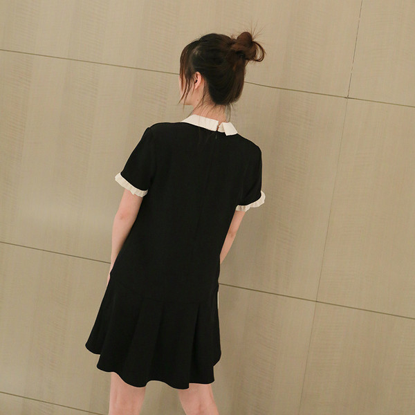 Rochie casual de dama cu maneci scurte de culoare neagra