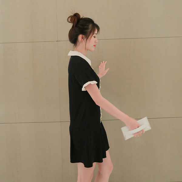 Rochie casual de dama cu maneci scurte de culoare neagra