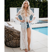 Modern női pareo hosszú modell fehér színben