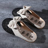 Alkalmi női papucs szalaggal két színben - lekerekített modell