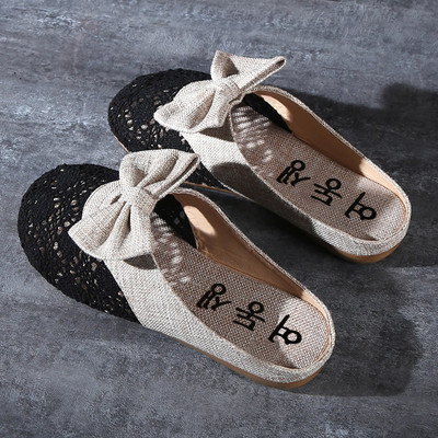 Alkalmi női papucs szalaggal két színben - lekerekített modell