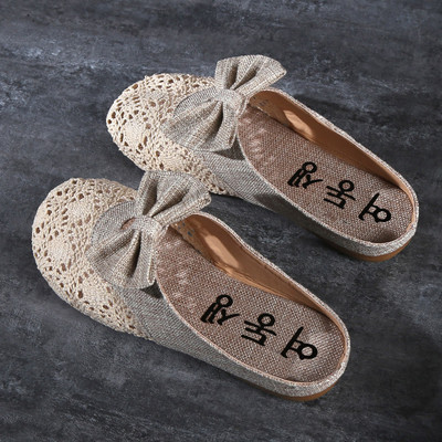 Alkalmi női papucs szalaggal két színben - lekerekített modell