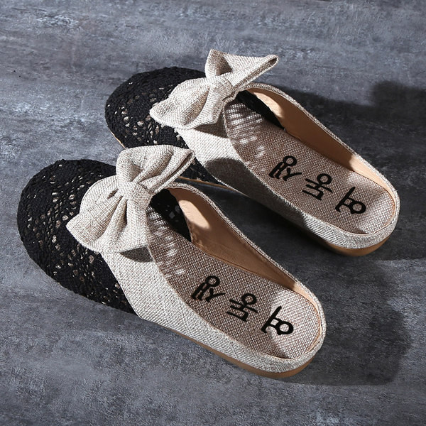 Alkalmi női papucs szalaggal két színben - lekerekített modell