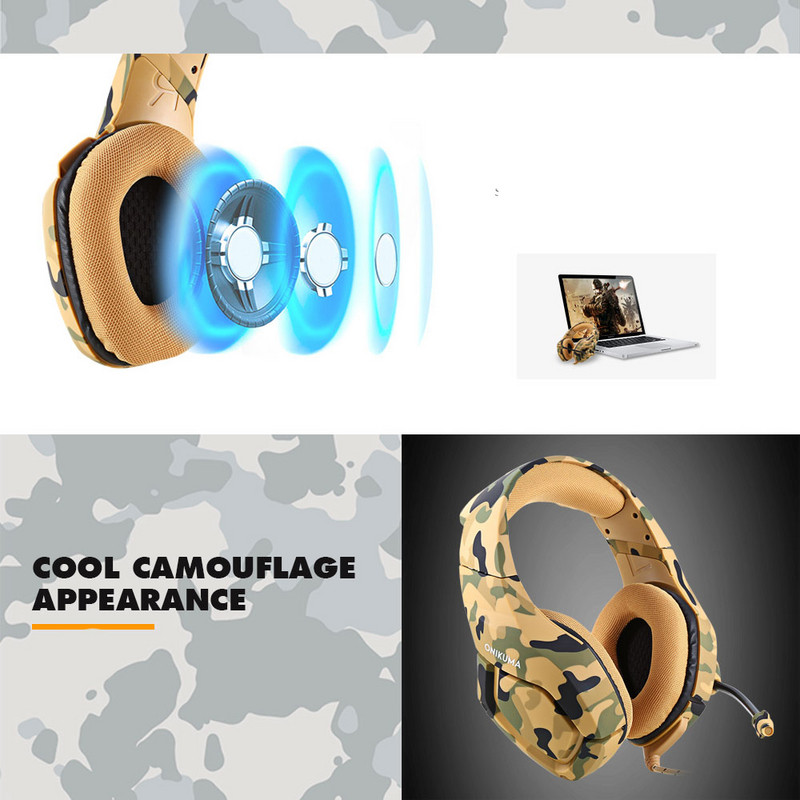 Геймърски слушалки ONIKUMA K1 B с микрофон - камуфлажни
