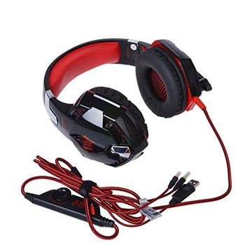 Ακουστικά Gaming Kotion Each G2000 - με μικρόφωνο και φώτα LED - μαύρο με κόκκινο χρώμα