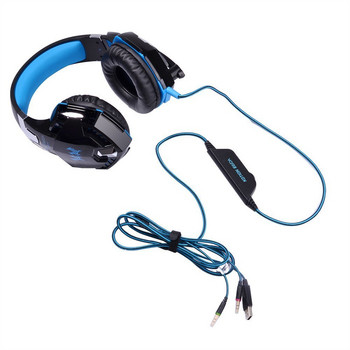 Геймърски слушалки Kotion Each G2000 - с микрофон и LED светлини - черни със синьо