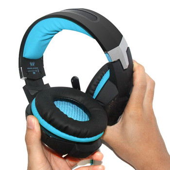 Геймърски слушалки Kotion Each G1000 - с микрофон и LED светлини  в син цвят