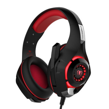 Gaming Headphone Kotion  Beexcellent GM-1 - ηχομονωμένο, με μικρόφωνο και φώτα LED - μαύρο με κόκκινο χρώμα