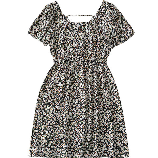 Piros és fekete virágmotívumokkal díszített női ruha