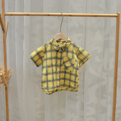 Stílusos gyerek ing fiúknak sárga és rózsaszín színben