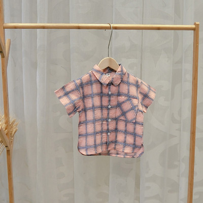 Stílusos gyerek ing fiúknak sárga és rózsaszín színben