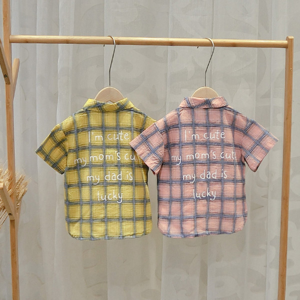 Stílusos gyerek ing fiúknak sárga és rózsaszín színben