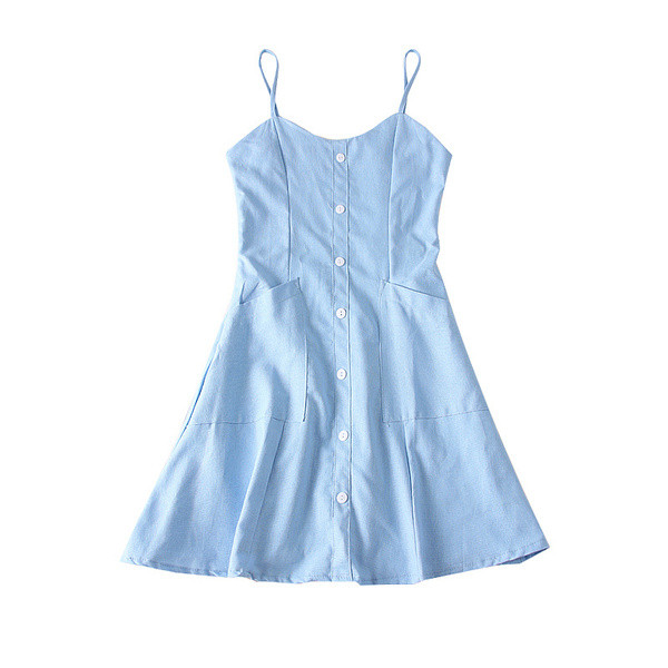 Kivágott női ruha vékony pántokkal, fehér, sárga, piros és kék színben