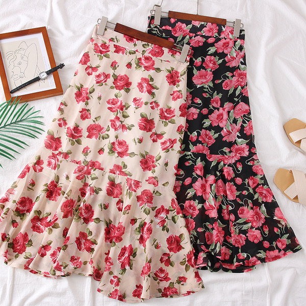 Új modell női szoknya virágos motívumokkal több színben