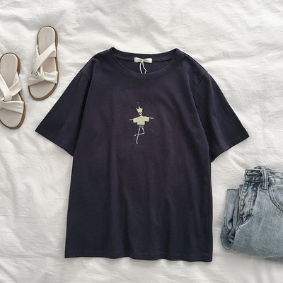 Tricou casual albastru cu imprimeu