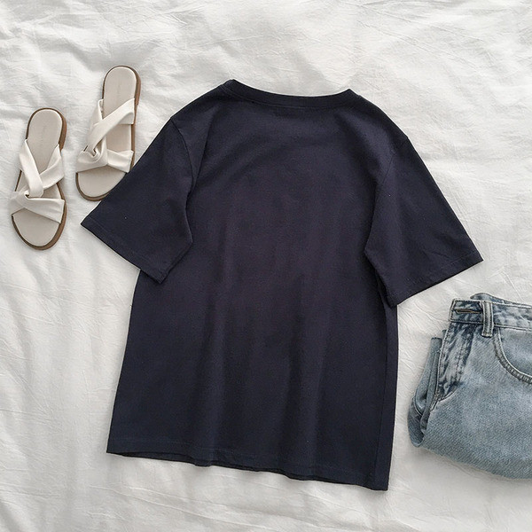 Tricou casual albastru cu imprimeu