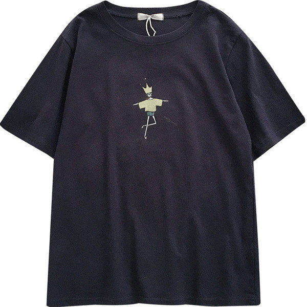 Tricou casual albastru cu imprimeu