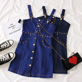 Modern farmerruha kék pántokkal