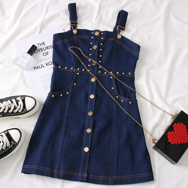 Modern farmerruha kék pántokkal