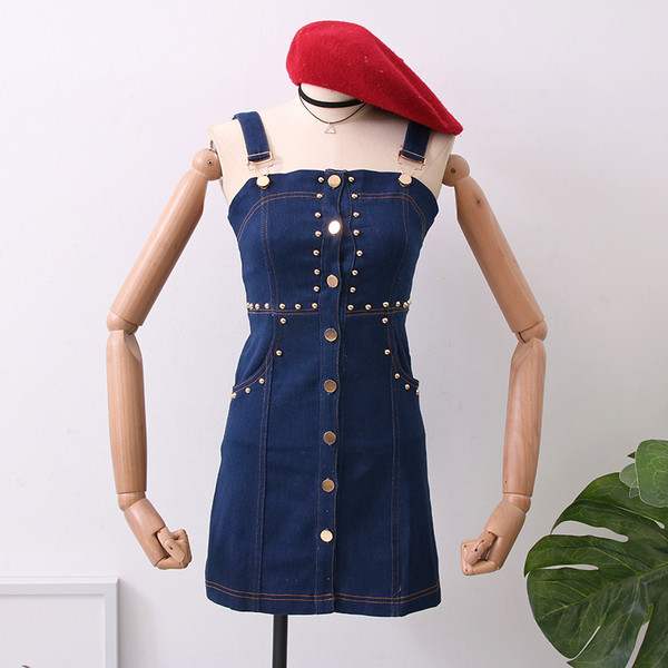 Modern farmerruha kék pántokkal