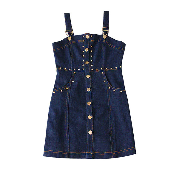 Modern farmerruha kék pántokkal